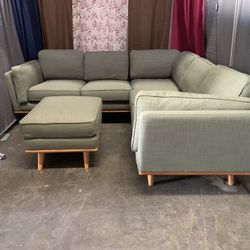 Timber Olio Green Corner Sectional ,  Like New, Perfect Condition