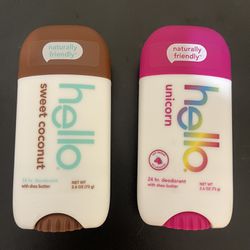 Lot Of 2 Hello Natural Friendly Deodorant 24 Hour Odor Protection 