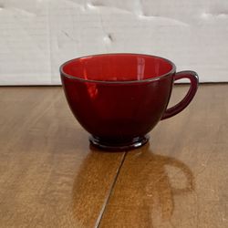 Vintage Ruby Red Glass Cups, 1950s Holiday Barware