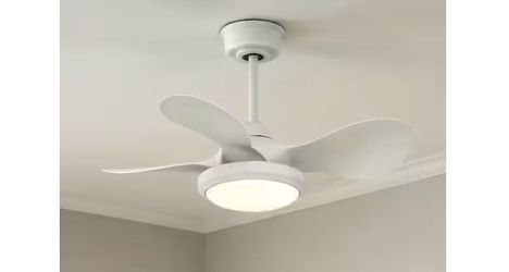 Bicik 24 in. White Modern Downrod Mount Indoor/Outdoor Ceiling Fan With LED And Remote