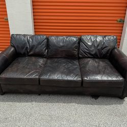 RH Restoration Hardware Lancaster Deep Seat Leather Sofa