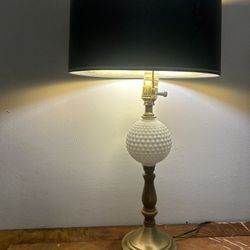 Vintage Hobnail Milk Glass Table Lamp 