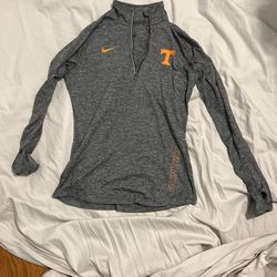 Nike Womens Quarter zip Pullover. Dark Grey With Tennessee Volunteers Logos. Womens Medium.