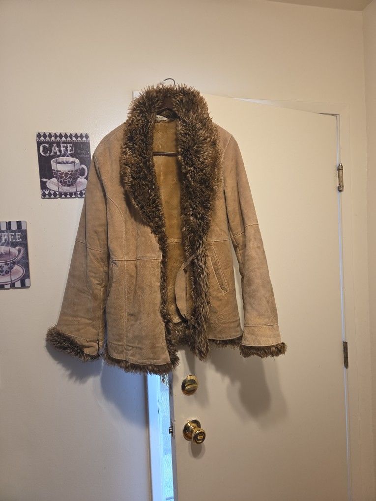 Leather Jacket With Fur Trim