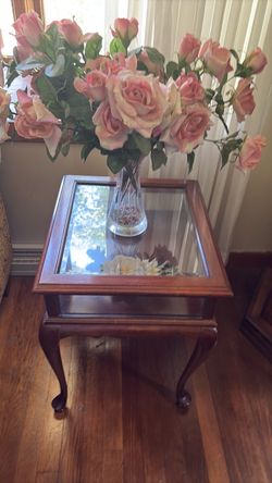 Wood and Glass Top End Table