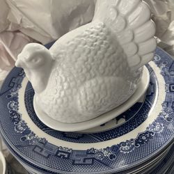 Ceramic Turkey Covered Butter Dish. Great For Thanksgiving