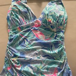 Lilly Pulitzer Bliss Halter Tankini Top Bennet Blue Celestial Seas Size 0