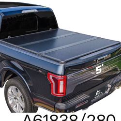 Hard Folding Truck Bed Tonneau Cover Compatible with Toyota Tacoma 2016-2025 5 ft Short Box w/or w/o Deck Rail System, Tri Fold Style