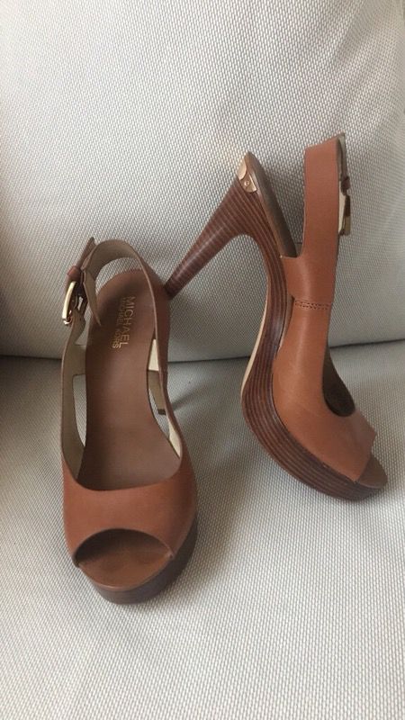 Michael Kors Brown leather strapped heel