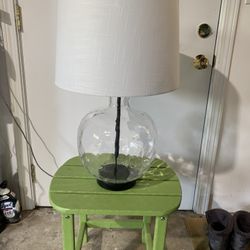 Glass Globe Table Lamp With Drum Shade