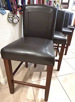 Like-new Dark Brown Upholstered Counter-Height Chair / Bar Stool — $40 Each, $150 for four, Rarely used.