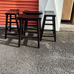 4 Wood Bar Stools 