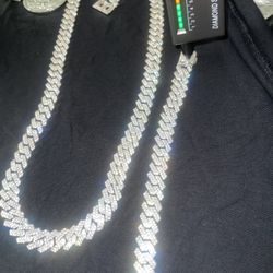 14mm Cuban Moissanite Set With Bracelet And Ring 