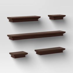 Threshold 5 Piece Wall Shelf Set Dark Brown