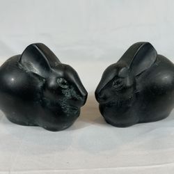 Vintage Solid Bronze Japanese Rabbit Bunny Figure Metal Paperweight
