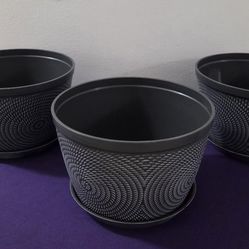 *** REDUCED *** TRIO of 10" (Diameter) Gray Resin Planters @ Lasting Creations 
