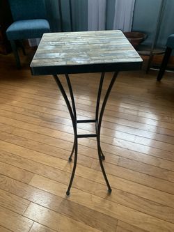 Plant Stand - Metal And Stone Tile Top