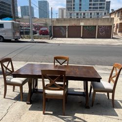 Extendable Dining Table Set – Table + 4 Chairs Real Wood