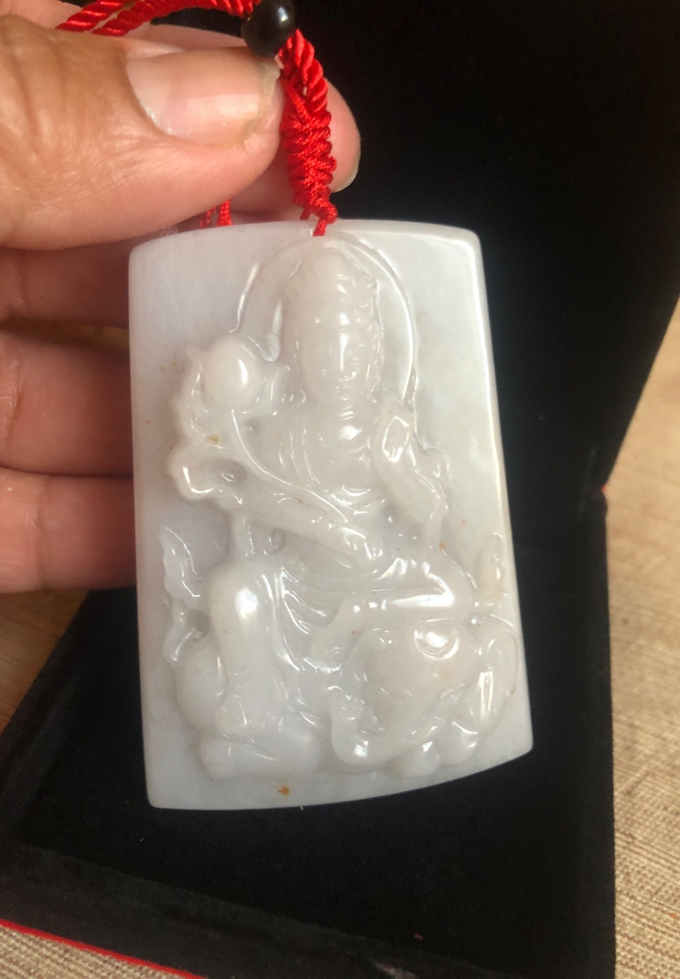 Certified genuine untreated lavender A jadeite jade pendant Bodhisattva god