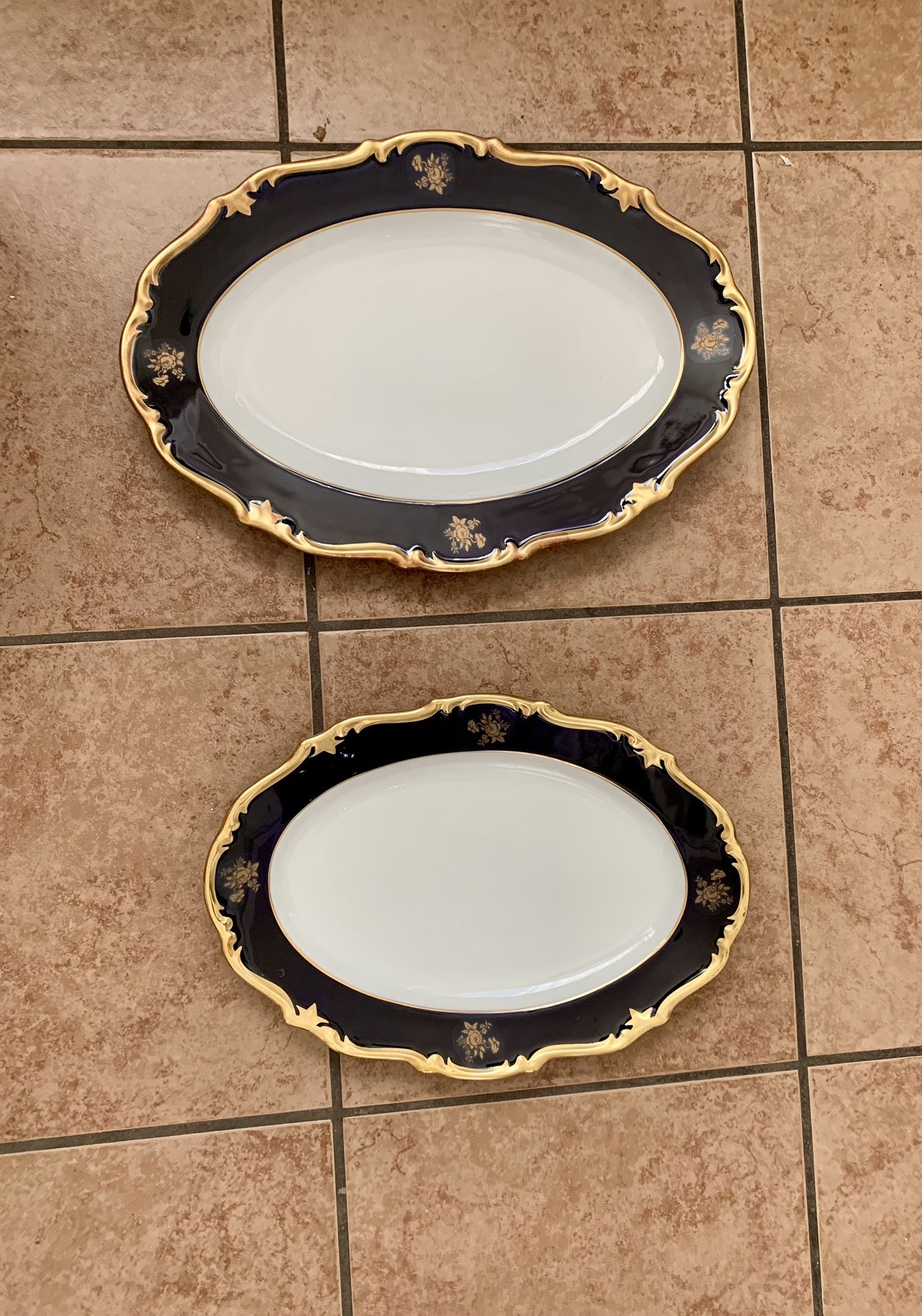 Vintage Reichenbach Echt Kobalt Blue/gold Oval Plates  Germany