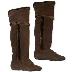 REPORT ROBY BROWN SUEDE OVER THE KNEE BOOTS WITH FAUX FUR SIZE 6.5