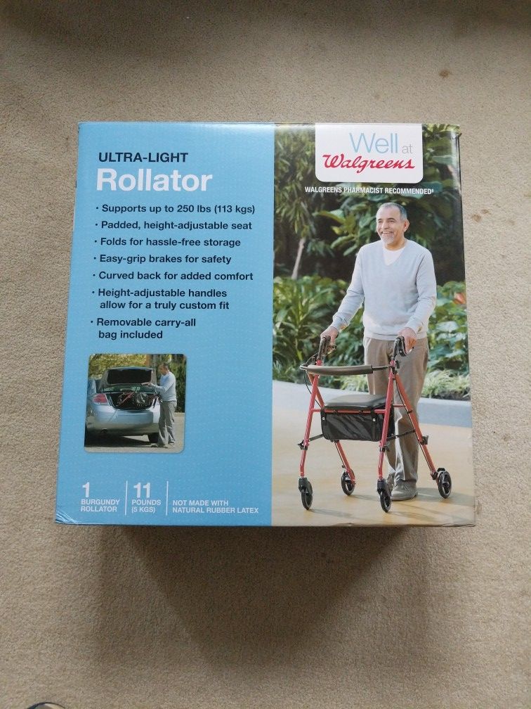 Walgreens / Medline 449724 Ultra-Light Rollator In Burgundy