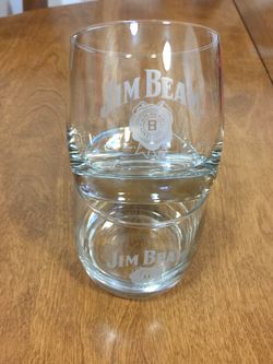 Pair of Jim Beam rock Glasses for bar