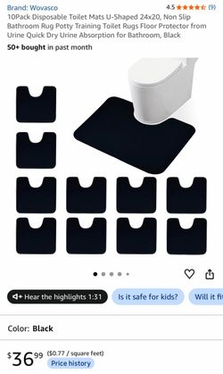 Wovasco 10-Pack Disposable U-Shaped Toilet Mats Black