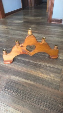 Vintage wooden heart candle holder