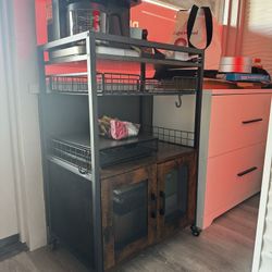 Rolling Walnut/Iron Food Service Cart