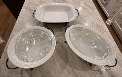 Corning Ware Serving Dishes with Metal Holders