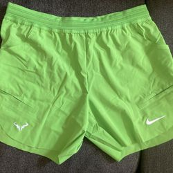 Nike Court Dri-Fit ADV Rafa Nadal 7” Tennis Short DV2881-313 Men Size XL  Neon