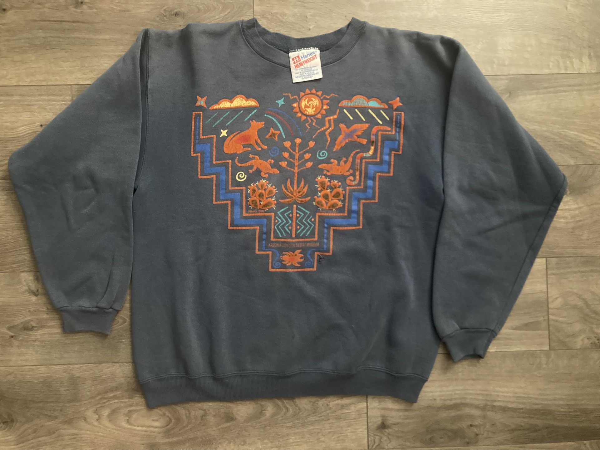 Vintage Arizona Sonora Desert Crewneck Sweatshirt Sweater Puff Print 90s Medium