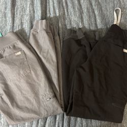 Figs Heater Grey And Black Scrub Pants, High Waisted Zamora XXS Petite
