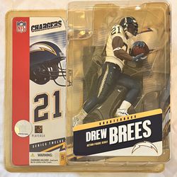 VERY RARE McFarlane NFL action figure of LaDainian Tomlinson with Drew Brees Sticker 