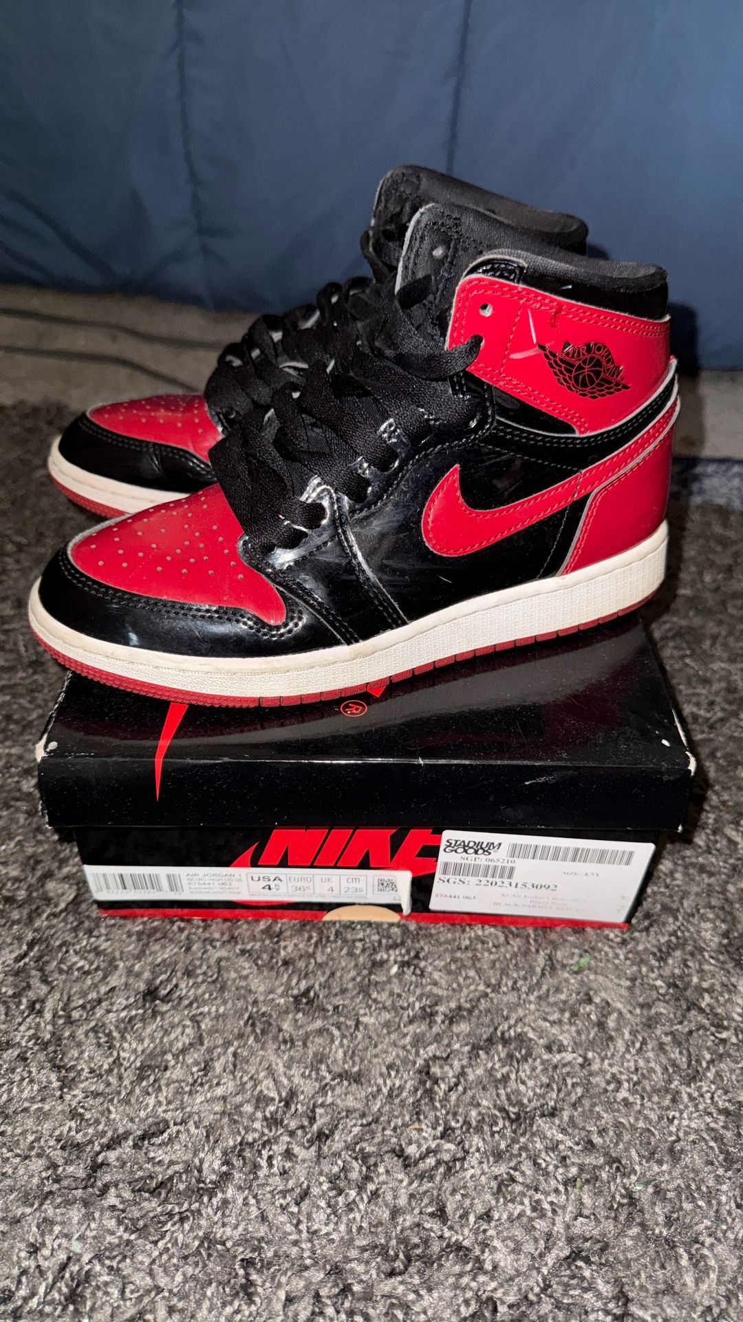 Jordan 1 Retro Patent Bred 4.5y