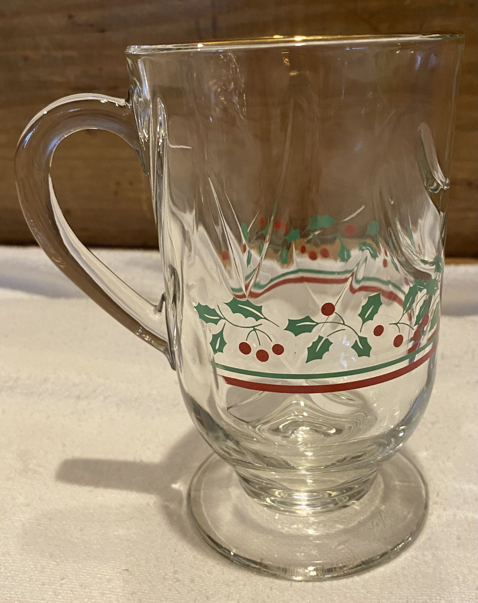Libbey Irish Coffee Mug - Green & Red Holly - Red Ribbon - Price for Pair  on eBid United States