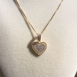 Gold Vermeil Moissanite Pendant with Box Chain
