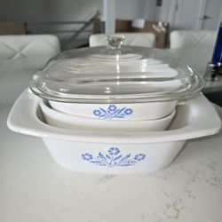 Vintage 3 piece and 1 lid Corningware and more items posted here