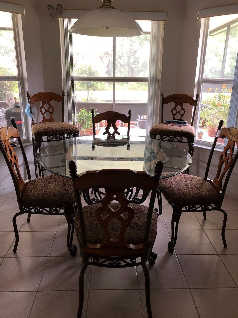 Glass Round Dining Kitchen Nook Table & 4 Chairs