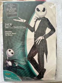 Jack Skellington Kids Halloween Costume XL  14 - 16