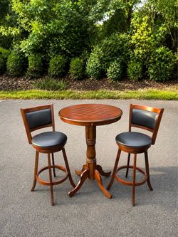 Pedestal Chess Pub Table & 2 Chairs Set [FREE Delivery]