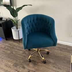 Teal Velvet Office Chair