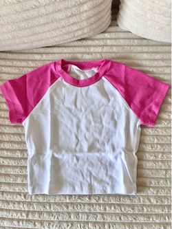 Brand New Y2K Ribbed Raglan Baby Tee Crop Top - Pink & Blue (S, M, L)