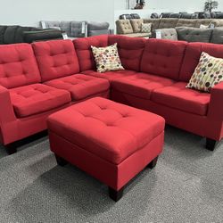 New Modular Sectional .  Carmine Red.  84” X 84”.  Free Delivery !