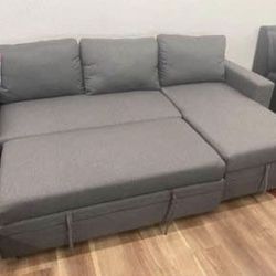 New Gray Sectional With Pop Up Sofa Sleeper Bed And Storage Sofa Couch 