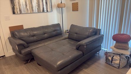 Leather 2 piece sofa with chaise