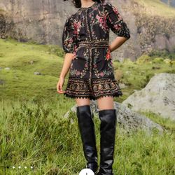 Farm Rio Belle Garden Lace Belted Mini Dress – Size S (New With Tags)