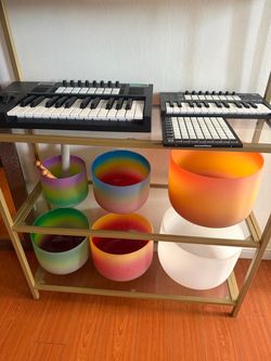 6-Piece Frosted Quartz Crystal Singing Bowls Set with Mallet and Carrying Case