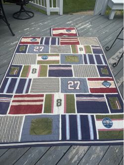Pottery Barn Teen PBK Boys Club Crew Pattern Twin Quilt Shan Set